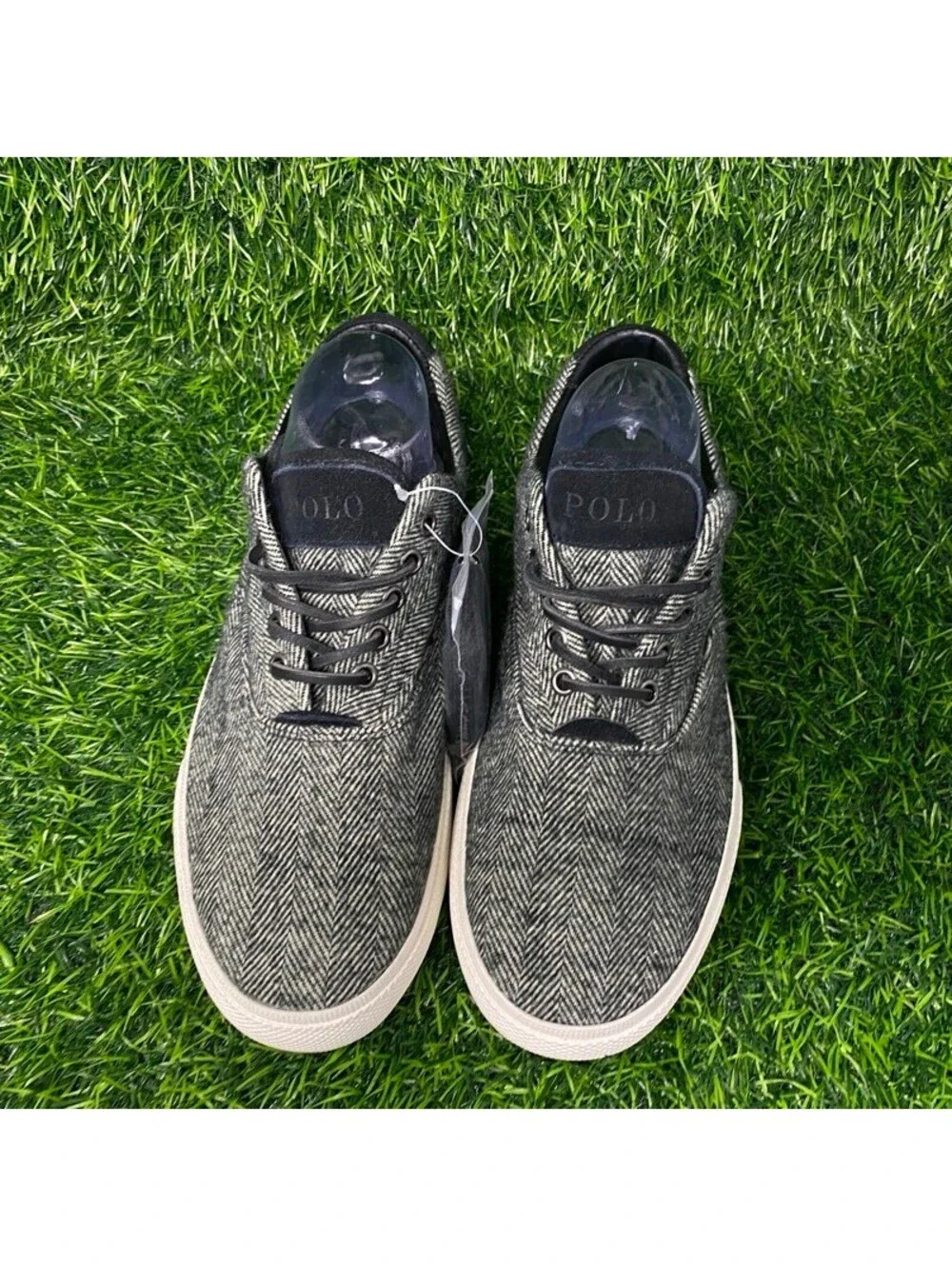 NEW Polo Ralph Lauren Vaughn Men's 9.5D Herringbone Pattern Wool Suede Sneakers